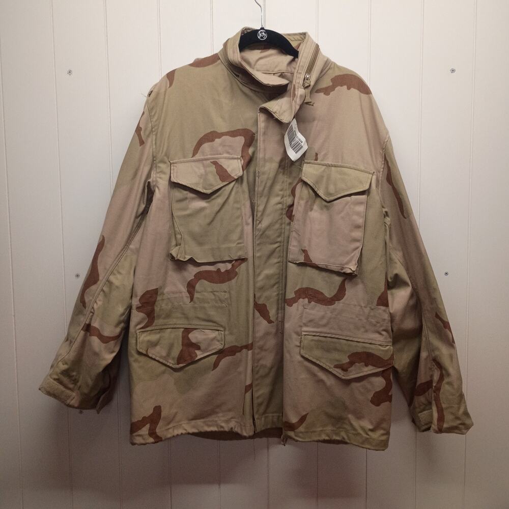 Vintage US Military M-65 Field Jacket 3 Color Desert Camo Large Regular DCU 90s